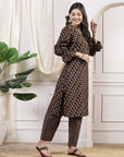 Floral Modal Chanderi Kurta Set with Sequin Detailing & Striped Palazzo