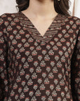 Floral Modal Chanderi Kurta Set with Sequin Detailing & Striped Palazzo