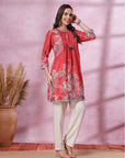 Paisley Printed A-Line Kurti with Embroidery