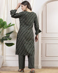 Floral Modal Chanderi Kurta Set with Sequin Detailing & Striped Palazzo