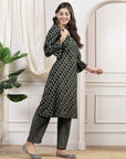 Floral Modal Chanderi Kurta Set with Sequin Detailing & Striped Palazzo