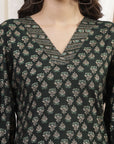 Floral Modal Chanderi Kurta Set with Sequin Detailing & Striped Palazzo