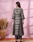 Ikat Printed Flared Modal Chanderi Kurta with Palazzo Set