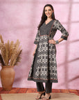 Ikat Printed Flared Modal Chanderi Kurta with Palazzo Set