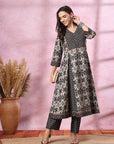 Ikat Printed Flared Modal Chanderi Kurta with Palazzo Set