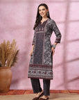 Floral Printed Straight Poly Muslin Kurta with Palazzo Set