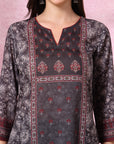Floral Printed Straight Poly Muslin Kurta with Palazzo Set