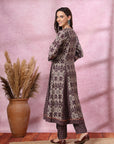 Ikat Printed Flared Modal Chanderi Kurta with Palazzo Set