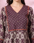 Ikat Printed Flared Modal Chanderi Kurta with Palazzo Set