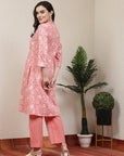 Floral Printed Straight Cotton Blend Kurta Set