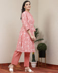 Floral Printed Straight Cotton Blend Kurta Set