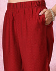 Solid A-Line Viscose Tunic with Zari Embroidery & Palazzo Co-ord Set