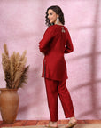 Solid A-Line Viscose Tunic with Zari Embroidery & Palazzo Co-ord Set