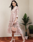 Floral Printed Flared Cotton Midi Dress