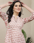 Floral Printed Flared Cotton Midi Dress