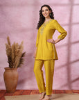 Zari Embroidered Poly Viscose Kurta Set with Pocketed Palazzo