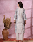 Floral Printed A-Line Poly Linen Kurta with Palazzo Set