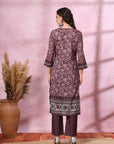 Floral Printed Straight Poly Muslin Kurta with Palazzo Set
