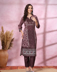 Floral Printed Straight Poly Muslin Kurta with Palazzo Set