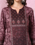 Floral Printed Straight Poly Muslin Kurta with Palazzo Set