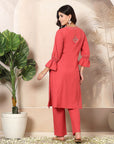 Ethnic Printed Cotton Cambric Kurta Set with Tassel Detail