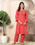Ethnic Printed Cotton Cambric Kurta Set with Tassel Detail