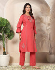 Ethnic Printed Cotton Cambric Kurta Set with Tassel Detail