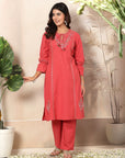 Ethnic Printed Cotton Cambric Kurta Set with Tassel Detail