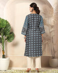 Floral Printed Poly Muslin Kurta with Swarovski Detailing