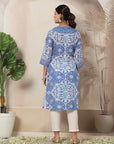 Abstract Printed A-Line Tunic with Sewroskie Work