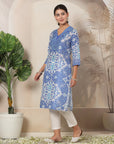 Abstract Printed A-Line Tunic with Sewroskie Work