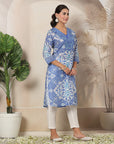 Abstract Printed A-Line Tunic with Sewroskie Work