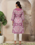 Abstract Printed A-Line Tunic with Sewroskie Work