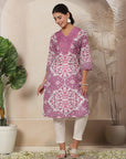 Abstract Printed A-Line Tunic with Sewroskie Work