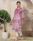 Abstract Printed A-Line Tunic with Sewroskie Work