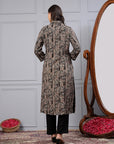 Paisley Printed Straight Rayon Kurta Set with Shirt Collar & Button Placket