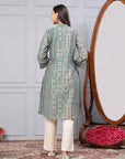 Striped Flowy A-Line Modal Chanderi Kurta with Mandarin Collar