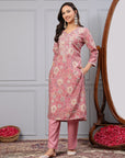 Solid Straight Woolen Kurta Set with Embroidered Yoke & Full Length Sleeves