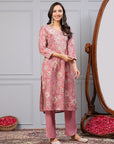 Solid Straight Woolen Kurta Set with Embroidered Yoke & Full Length Sleeves