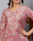 Solid Straight Woolen Kurta Set with Embroidered Yoke & Full Length Sleeves