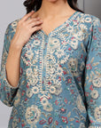 Solid Straight Woolen Kurta Set with Embroidered Yoke & Full Length Sleeves