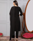 Solid A-Line Rayon Kurta Set with Embroidery & Palazzo