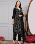 Solid A-Line Rayon Kurta Set with Embroidery & Palazzo