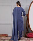 Solid A-Line Cotton Linen Kurta Set with Ari Embroidery & Dupatta
