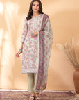 Floral Printed A-Line Poly Linen Kurta Set with Organza Dupatta