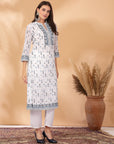 Ethnic Motif Poly Georgette Kurta with Swarovski Detail & Palazzo Set