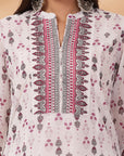Ethnic Printed A-Line Poly Georgette Kurta Set with Sewroskie Work