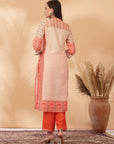 Placement Printed Poly Muslin Straight Kurta Set with Sewroskie Work