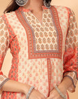 Placement Printed Poly Muslin Straight Kurta Set with Sewroskie Work