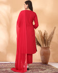 Solid A-Line Rayon Dobby Kurta Set with Mirror Embroidery & Dupatta